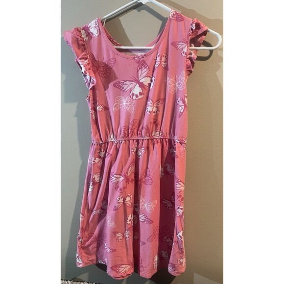 Epic Threads Girls Size Medium Dress Pink Butterfly Short Flutter Sleeves - Picture 2 of 2
